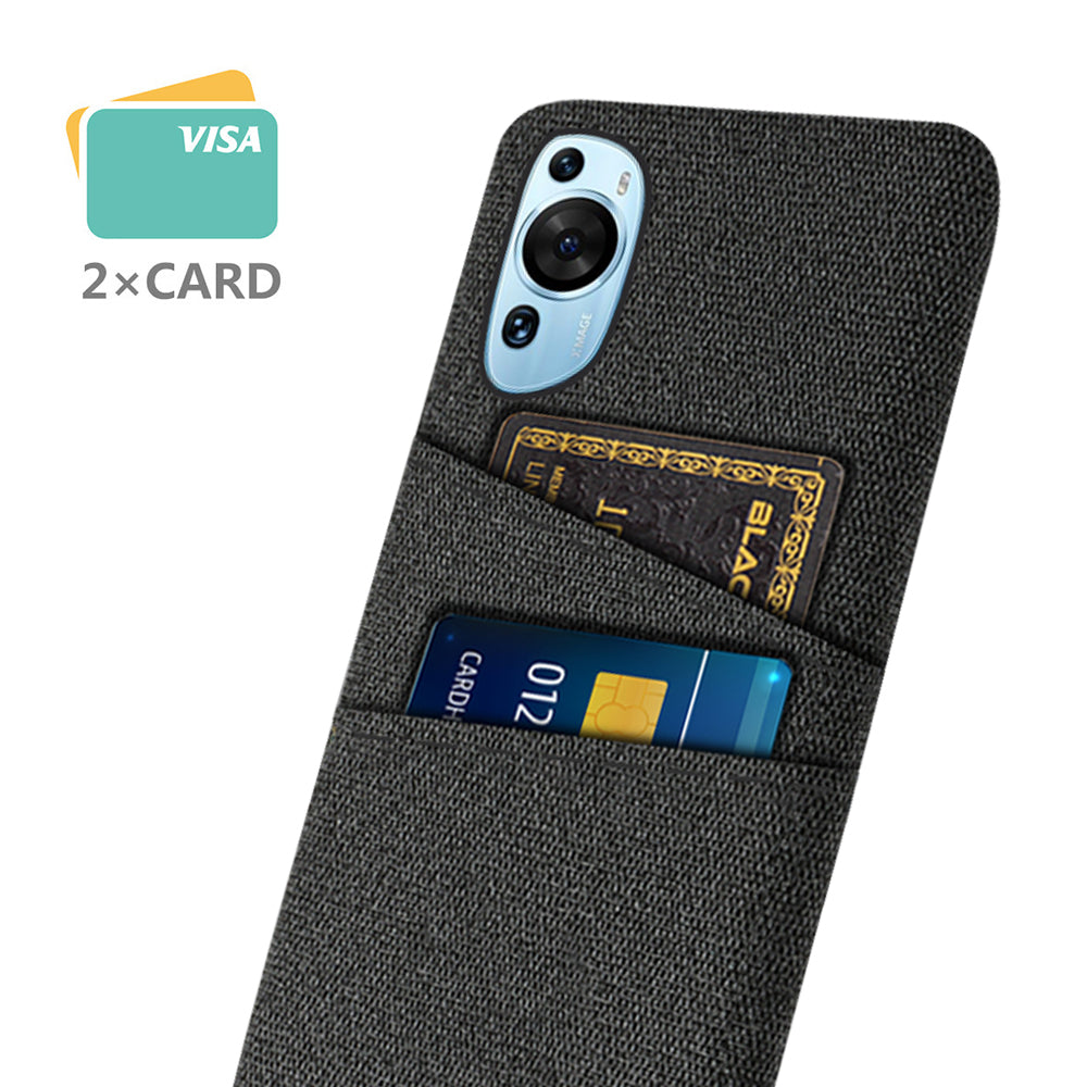 For Huawei P60 Art Dual Card Slots Phone Case Hard PC + Cloth Phone Back Cover