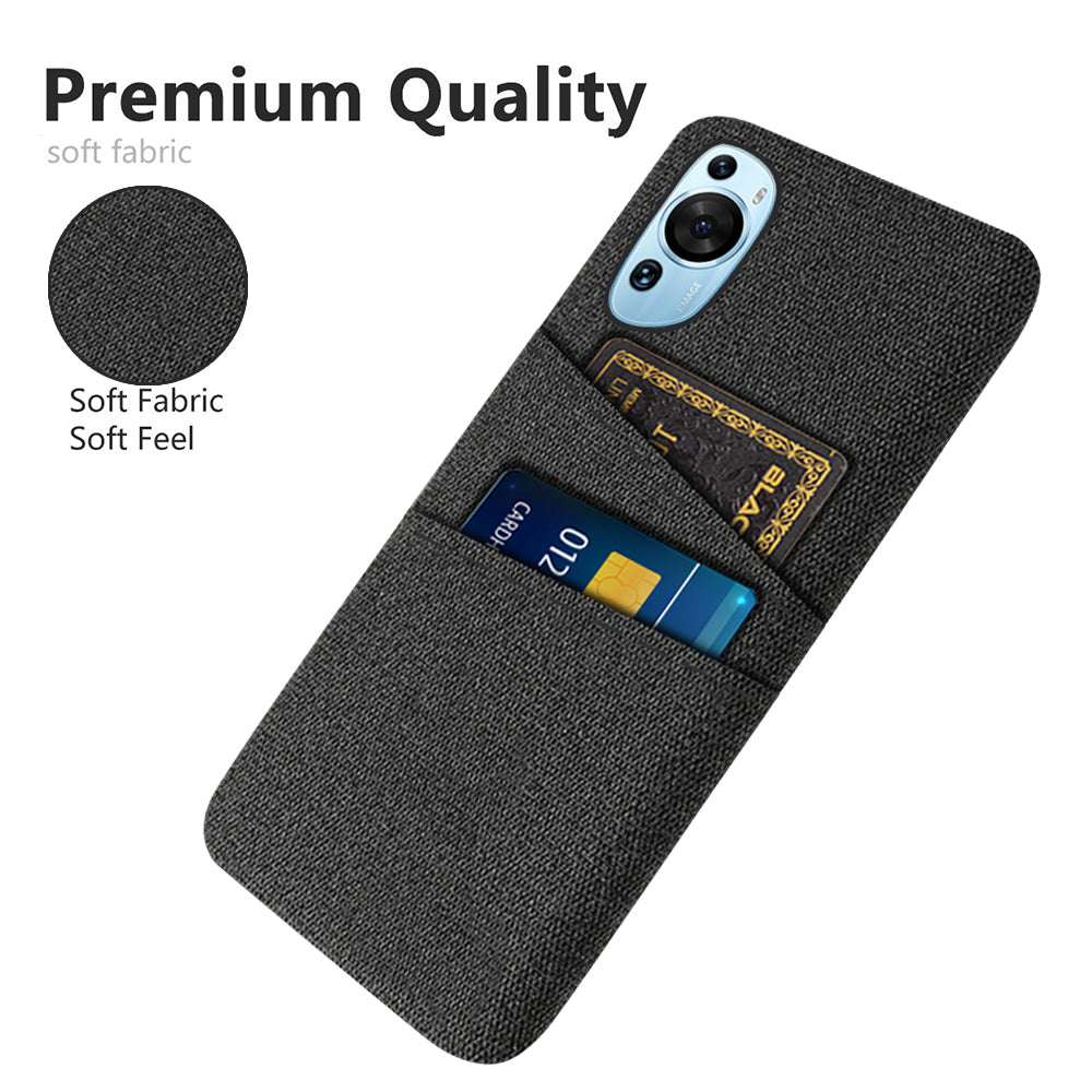 For Huawei P60 Art Dual Card Slots Phone Case Hard PC + Cloth Phone Back Cover