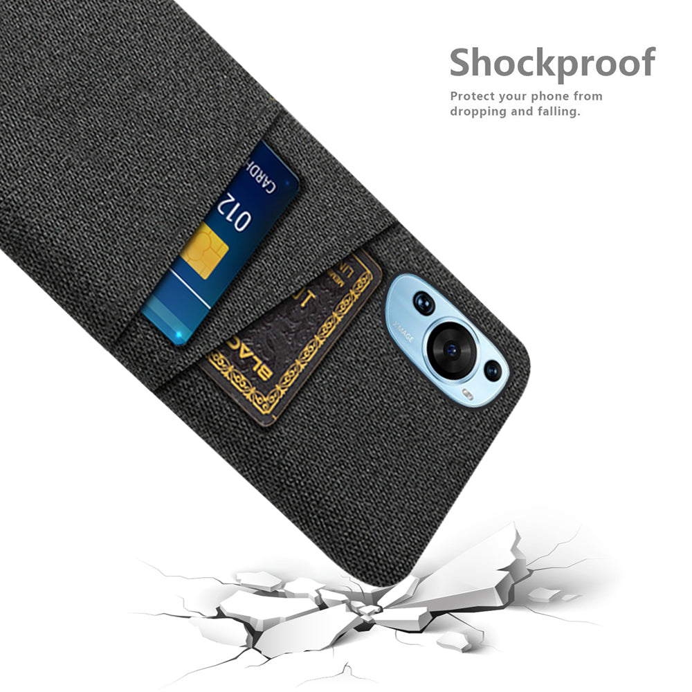 For Huawei P60 Art Dual Card Slots Phone Case Hard PC + Cloth Phone Back Cover