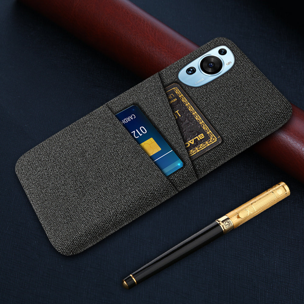 For Huawei P60 Art Dual Card Slots Phone Case Hard PC + Cloth Phone Back Cover