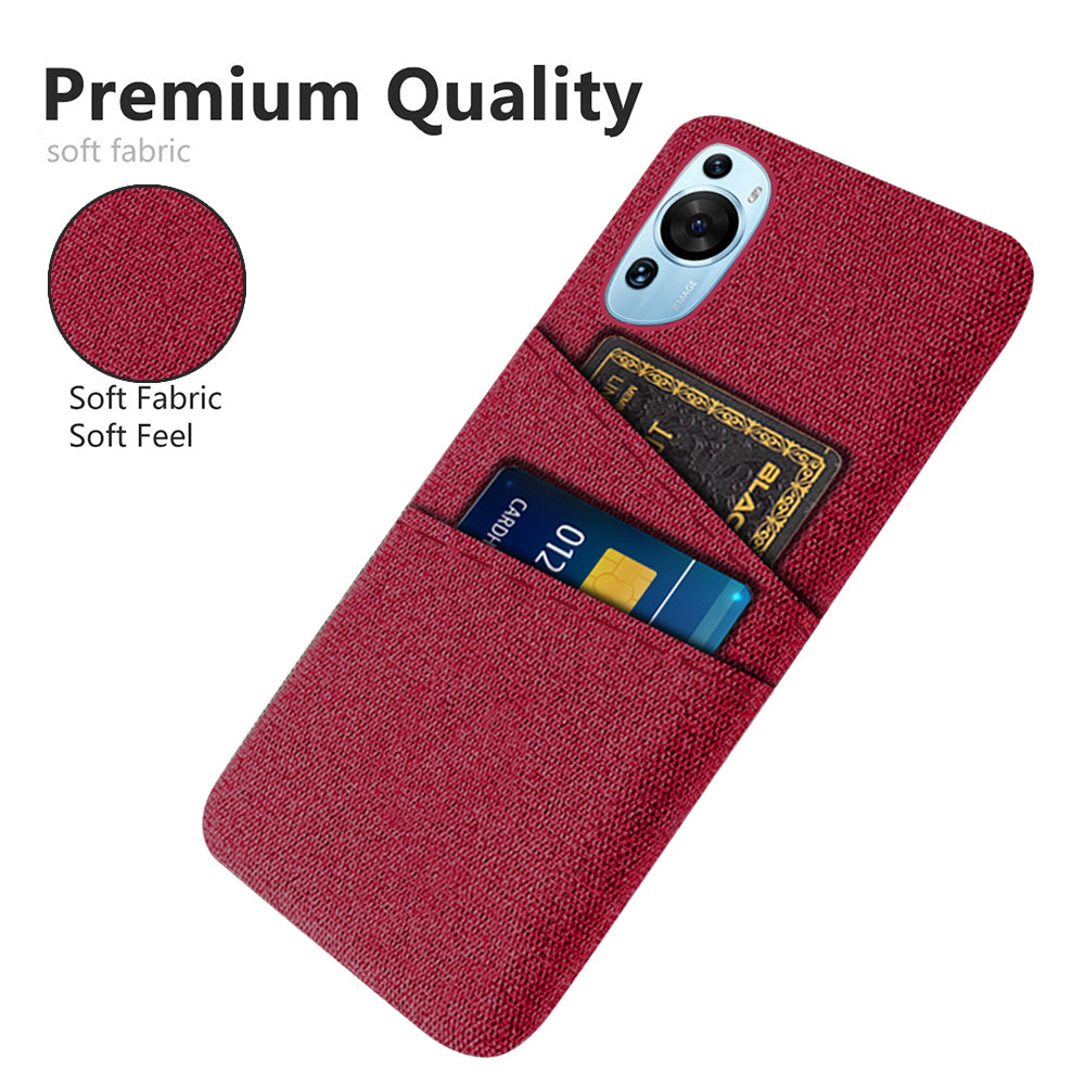For Huawei P60 Art Dual Card Slots Phone Case Hard PC + Cloth Phone Back Cover