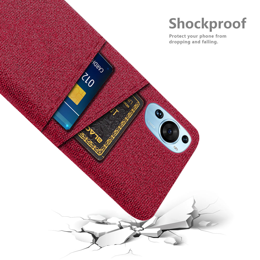 For Huawei P60 Art Dual Card Slots Phone Case Hard PC + Cloth Phone Back Cover