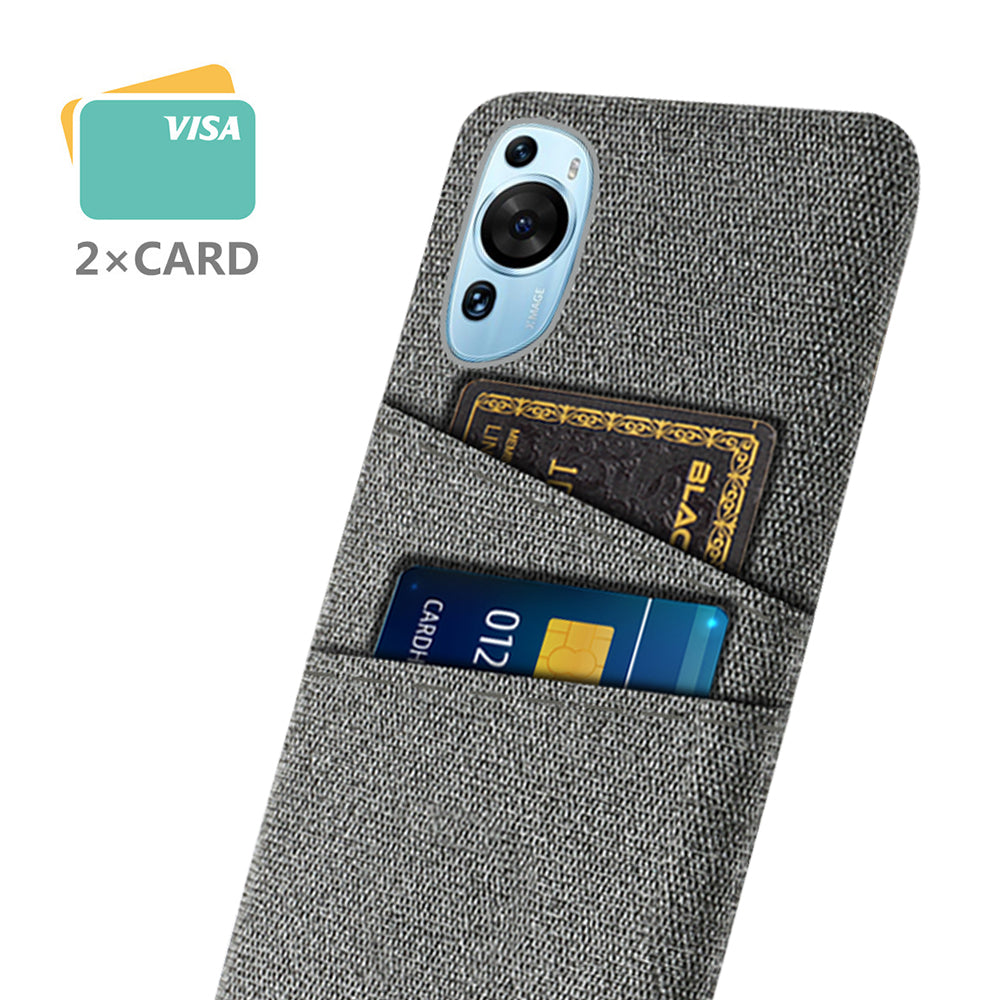 For Huawei P60 Art Dual Card Slots Phone Case Hard PC + Cloth Phone Back Cover