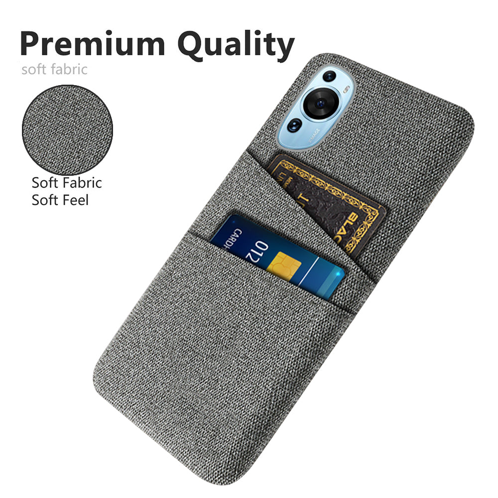 For Huawei P60 Art Dual Card Slots Phone Case Hard PC + Cloth Phone Back Cover