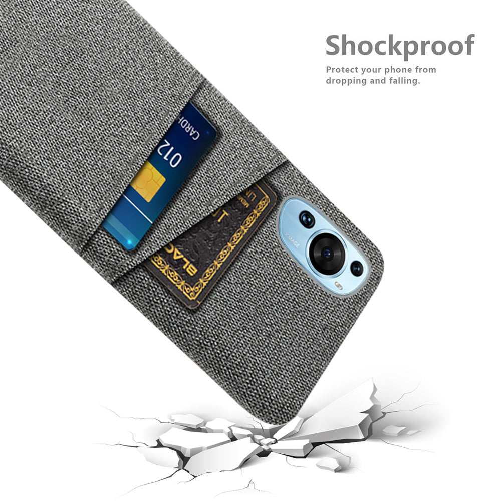 For Huawei P60 Art Dual Card Slots Phone Case Hard PC + Cloth Phone Back Cover