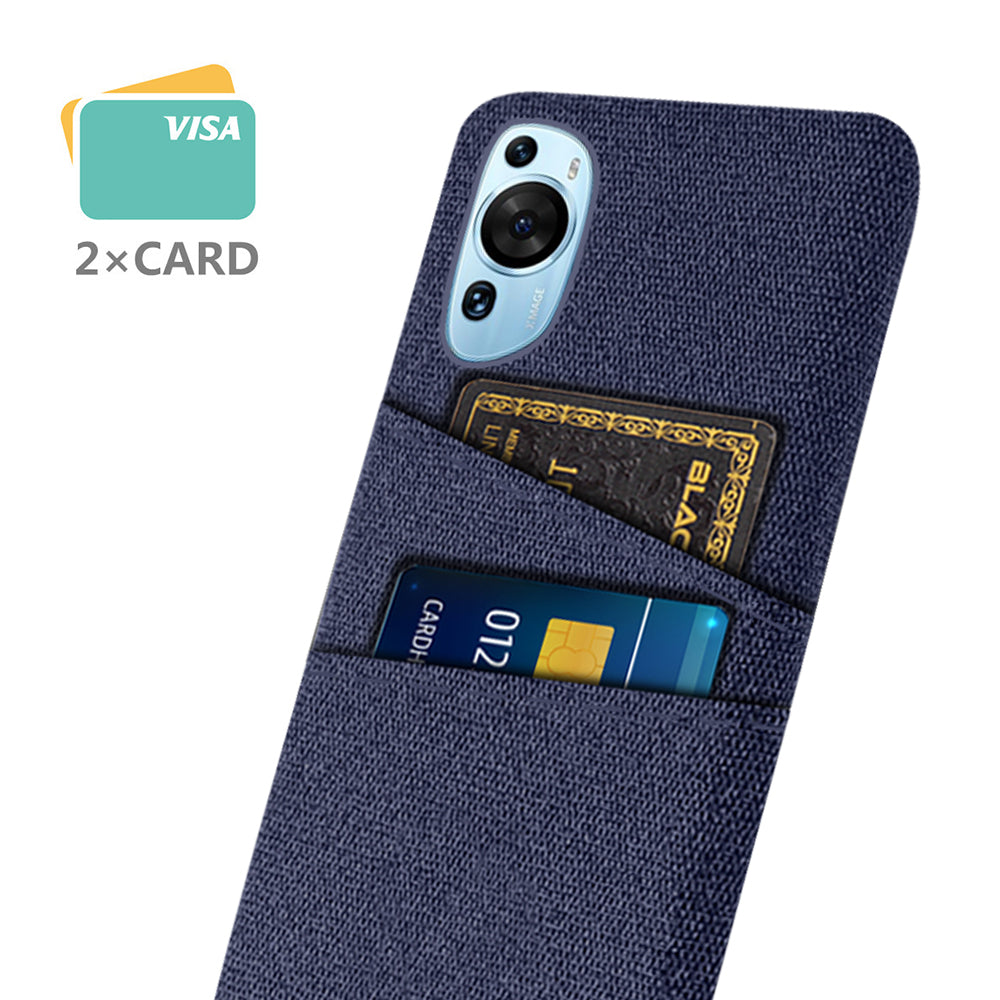 For Huawei P60 Art Dual Card Slots Phone Case Hard PC + Cloth Phone Back Cover