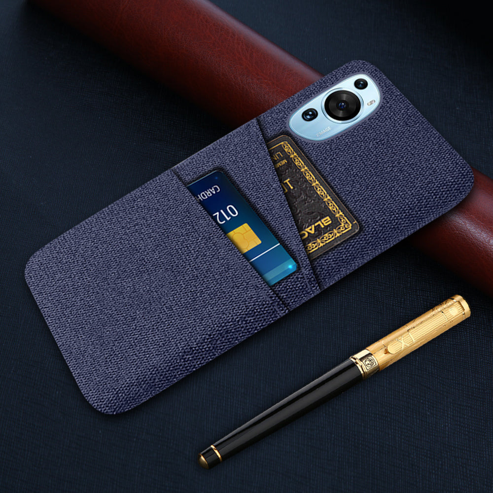 For Huawei P60 Art Dual Card Slots Phone Case Hard PC + Cloth Phone Back Cover