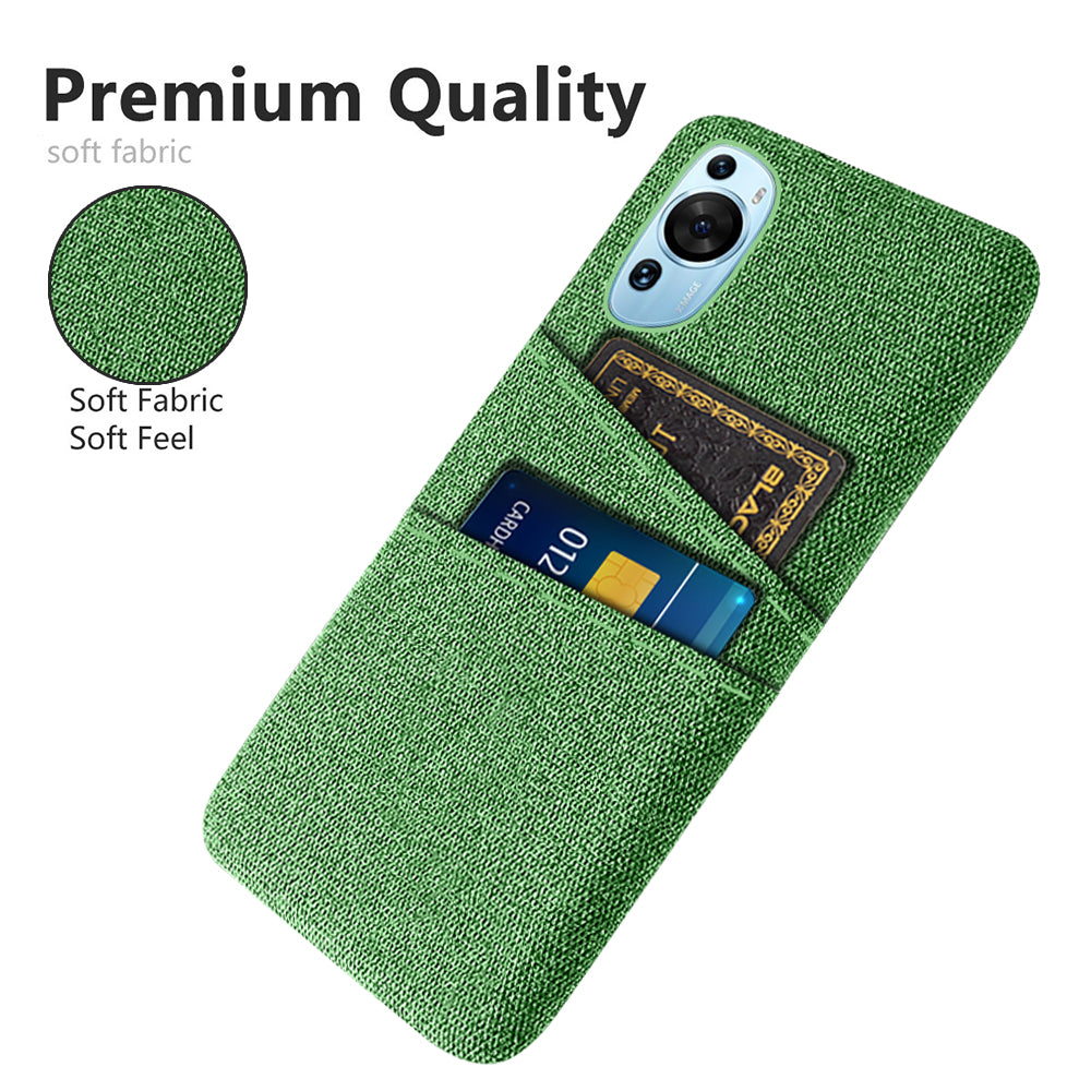For Huawei P60 Art Dual Card Slots Phone Case Hard PC + Cloth Phone Back Cover