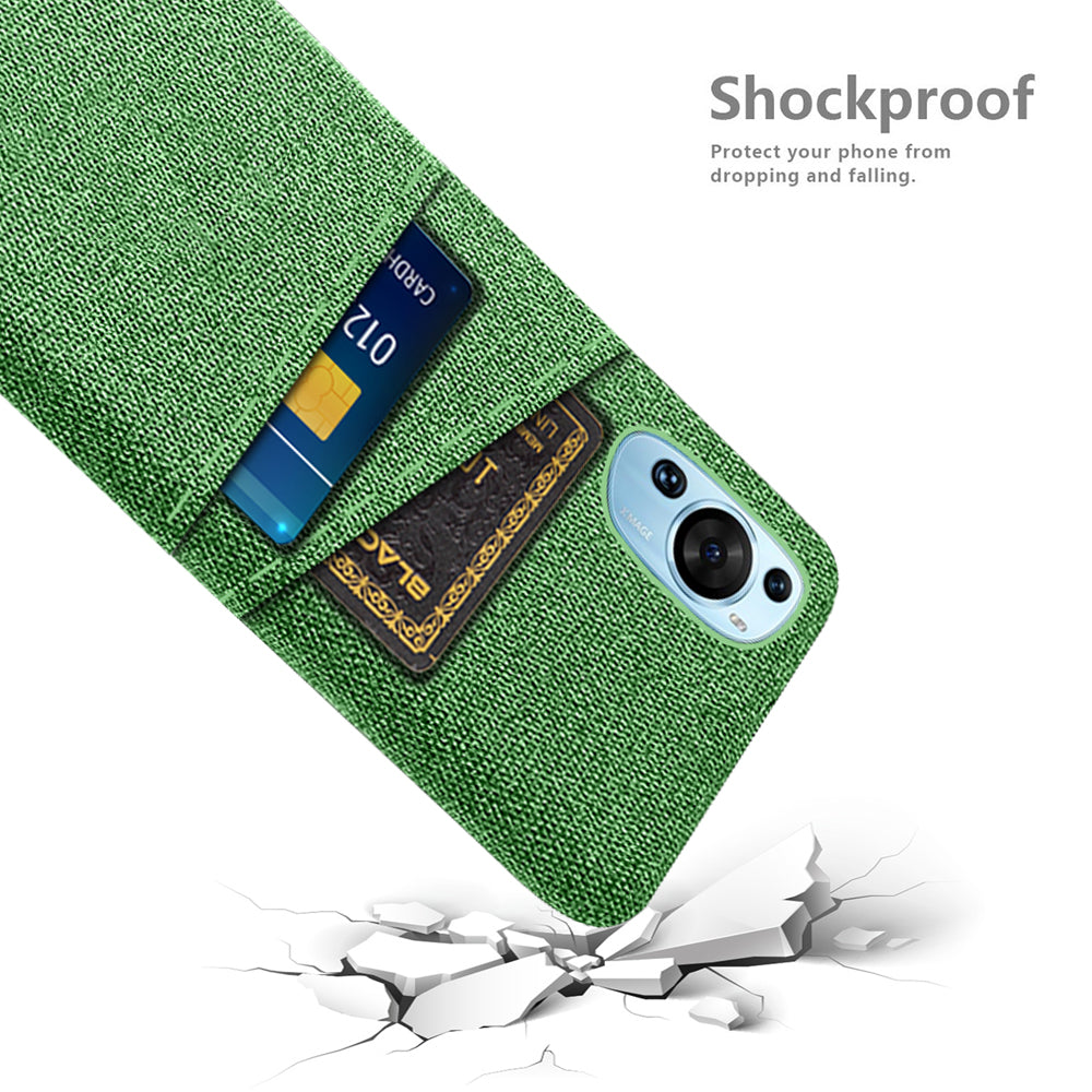 For Huawei P60 Art Dual Card Slots Phone Case Hard PC + Cloth Phone Back Cover