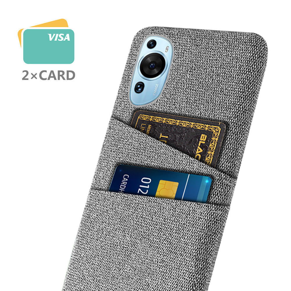 For Huawei P60 Art Dual Card Slots Phone Case Hard PC + Cloth Phone Back Cover