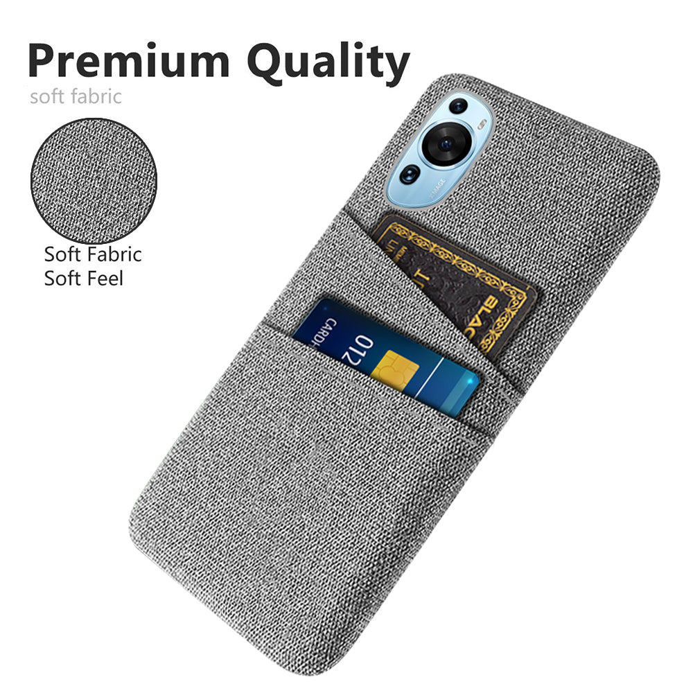 For Huawei P60 Art Dual Card Slots Phone Case Hard PC + Cloth Phone Back Cover