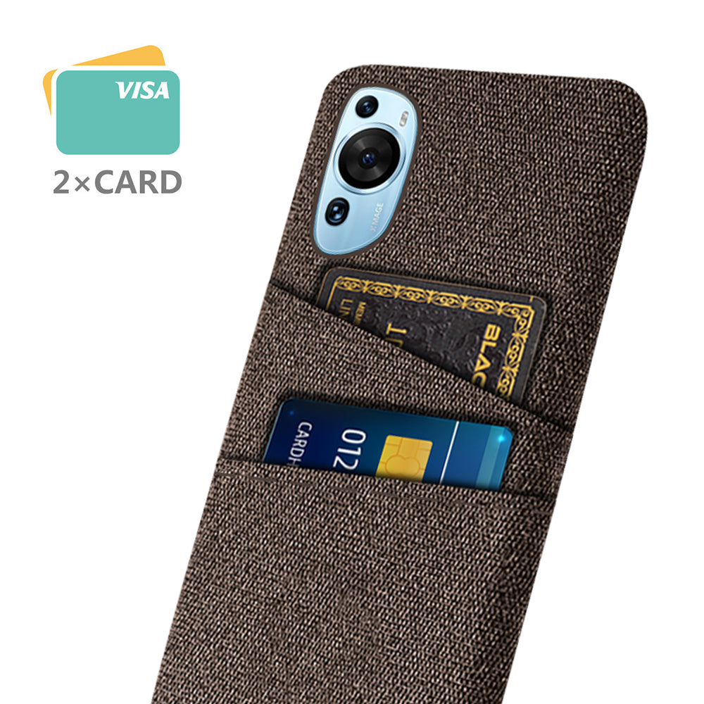 For Huawei P60 Art Dual Card Slots Phone Case Hard PC + Cloth Phone Back Cover