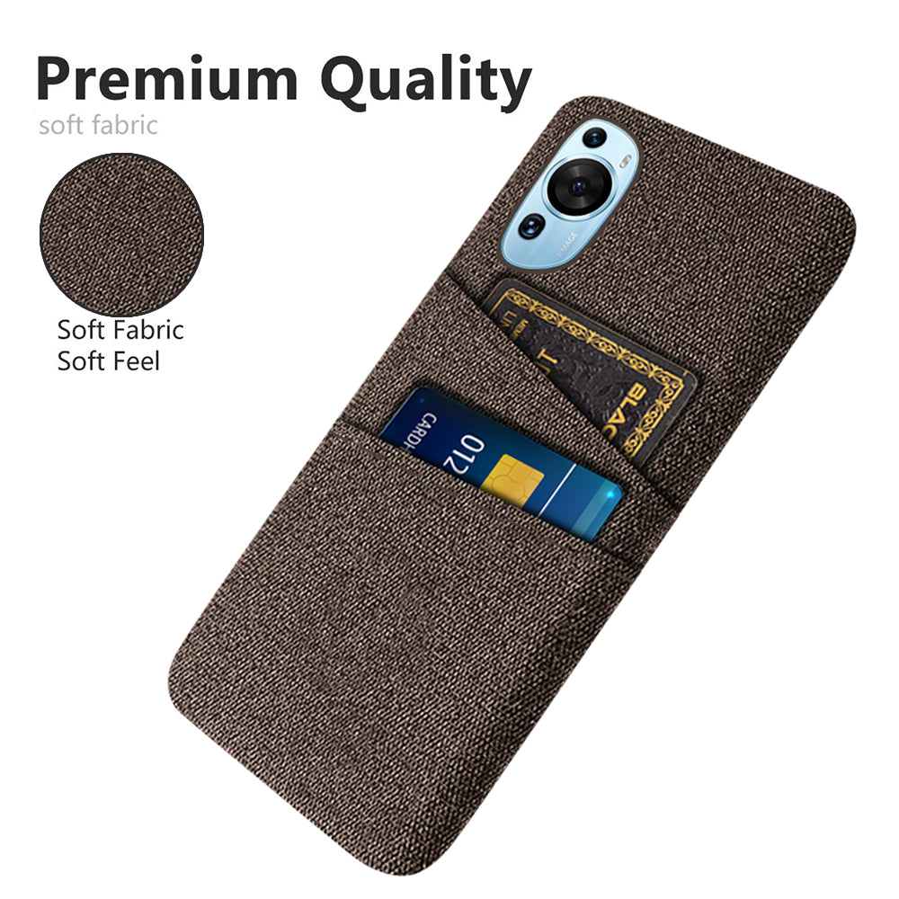 For Huawei P60 Art Dual Card Slots Phone Case Hard PC + Cloth Phone Back Cover