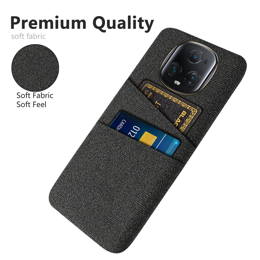 For Honor Magic5 Ultimate 5G Anti-drop Phone Case Hard PC + Cloth Cover with 2 Card Slots