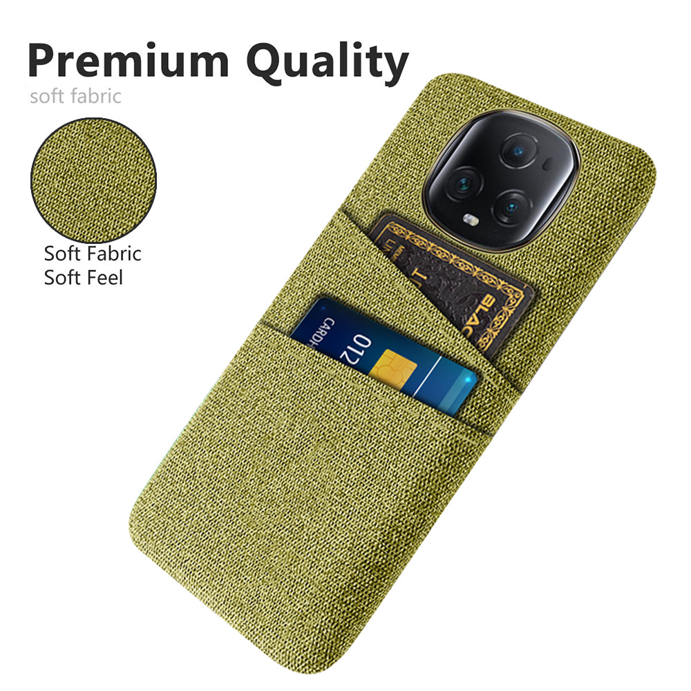 For Honor Magic5 Ultimate 5G Anti-drop Phone Case Hard PC + Cloth Cover with 2 Card Slots