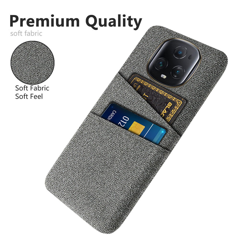 For Honor Magic5 Ultimate 5G Anti-drop Phone Case Hard PC + Cloth Cover with 2 Card Slots