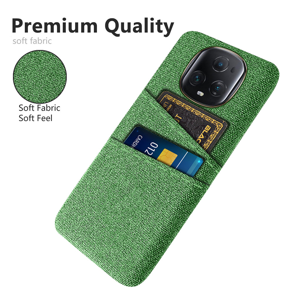 For Honor Magic5 Ultimate 5G Anti-drop Phone Case Hard PC + Cloth Cover with 2 Card Slots