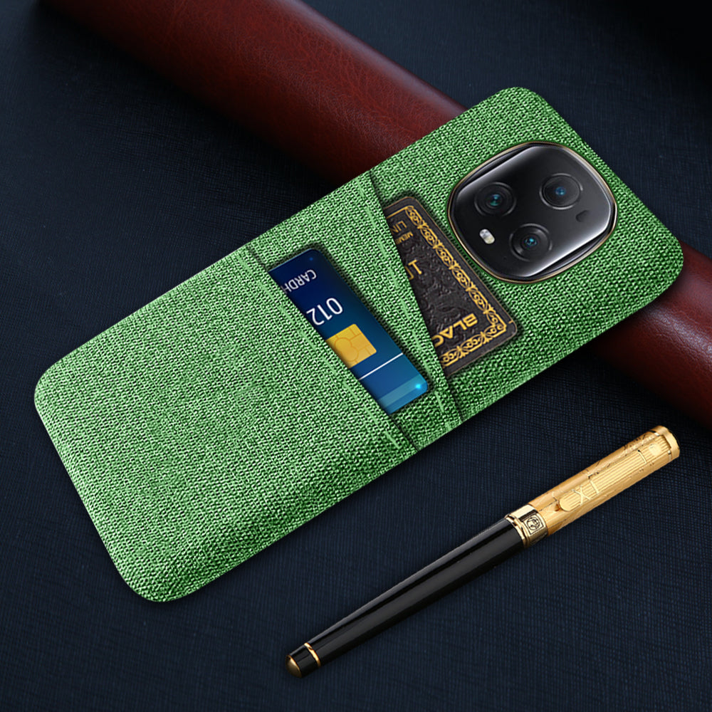 For Honor Magic5 Ultimate 5G Anti-drop Phone Case Hard PC + Cloth Cover with 2 Card Slots