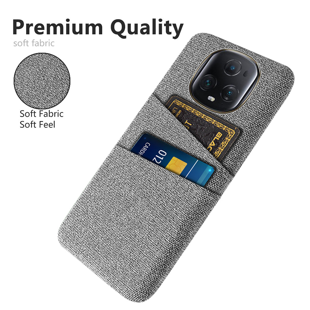 For Honor Magic5 Ultimate 5G Anti-drop Phone Case Hard PC + Cloth Cover with 2 Card Slots