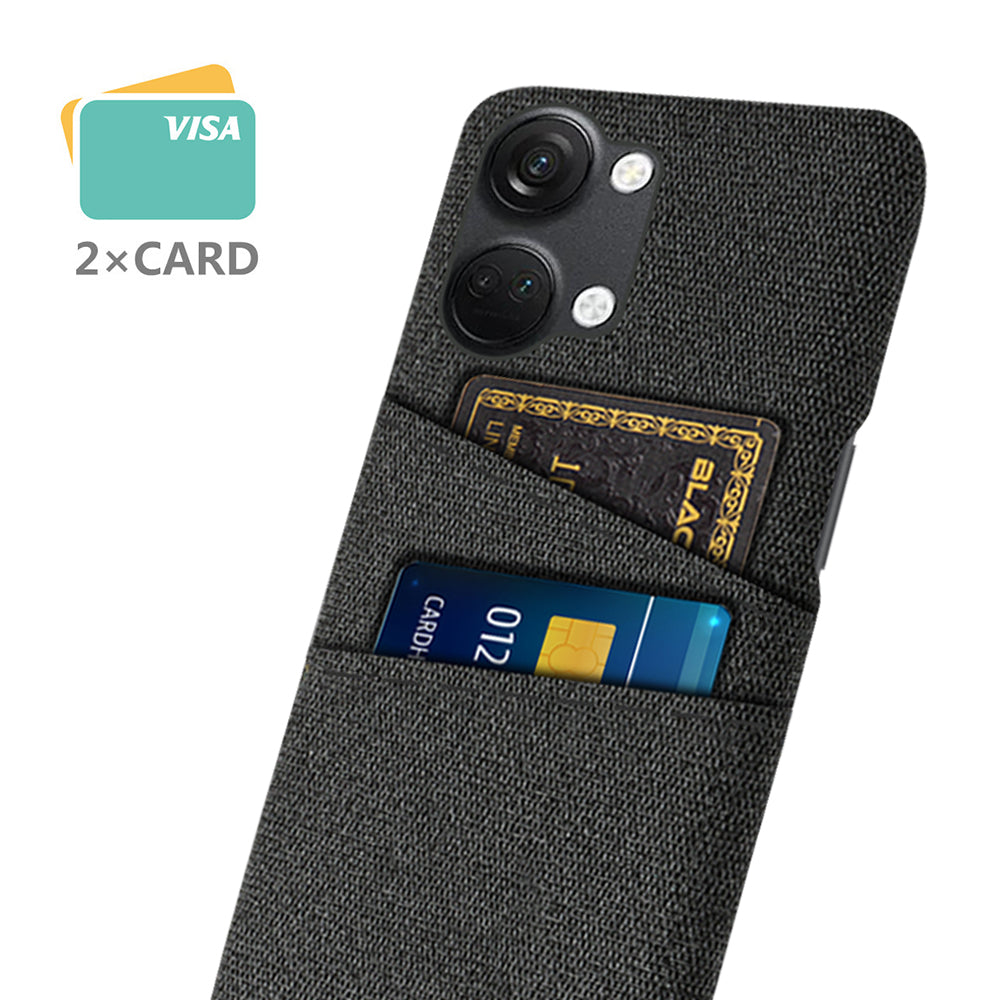 2 Card Slots Phone Cover for OnePlus Nord 3 5G / Ace 2V , Hard PC + Cloth Phone Case