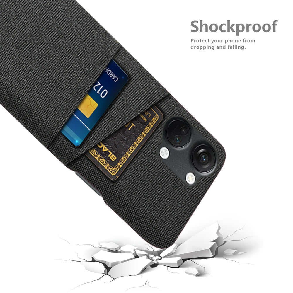 2 Card Slots Phone Cover for OnePlus Nord 3 5G / Ace 2V , Hard PC + Cloth Phone Case