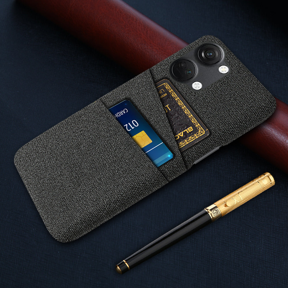 2 Card Slots Phone Cover for OnePlus Nord 3 5G / Ace 2V , Hard PC + Cloth Phone Case