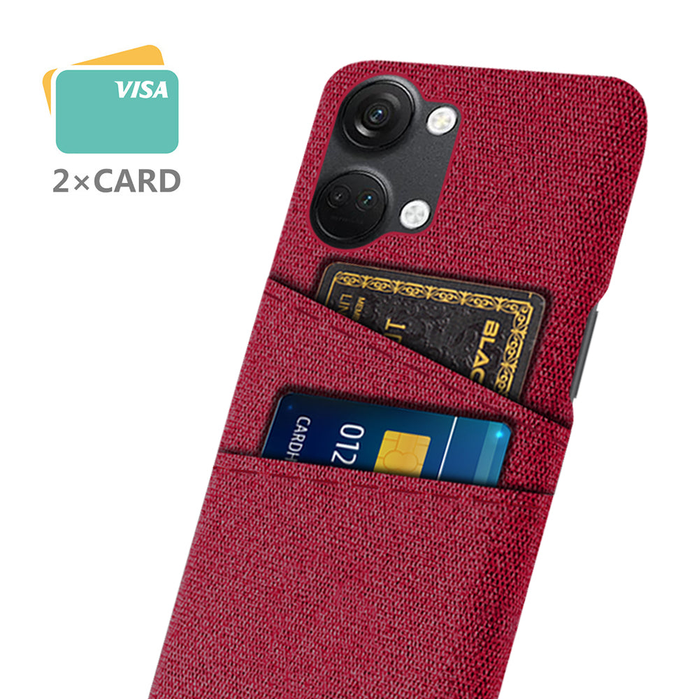 2 Card Slots Phone Cover for OnePlus Nord 3 5G / Ace 2V , Hard PC + Cloth Phone Case