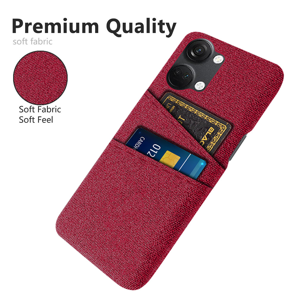 2 Card Slots Phone Cover for OnePlus Nord 3 5G / Ace 2V , Hard PC + Cloth Phone Case