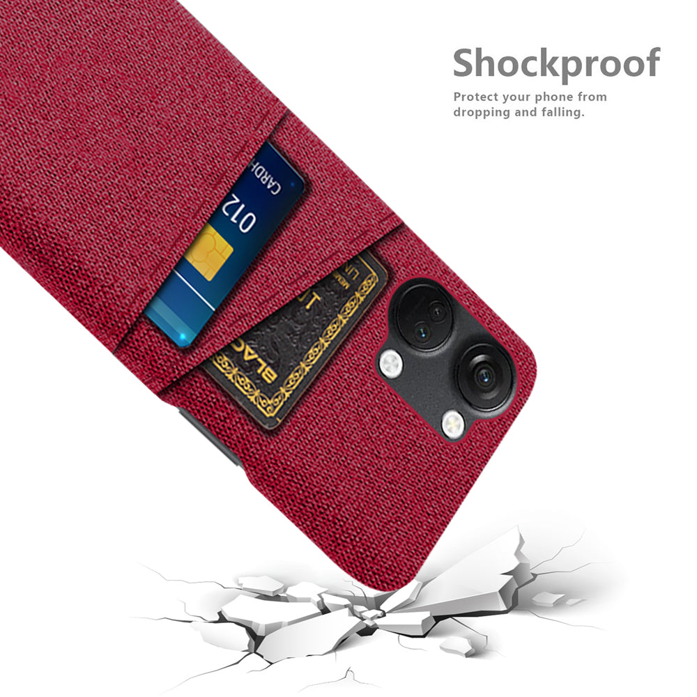 2 Card Slots Phone Cover for OnePlus Nord 3 5G / Ace 2V , Hard PC + Cloth Phone Case