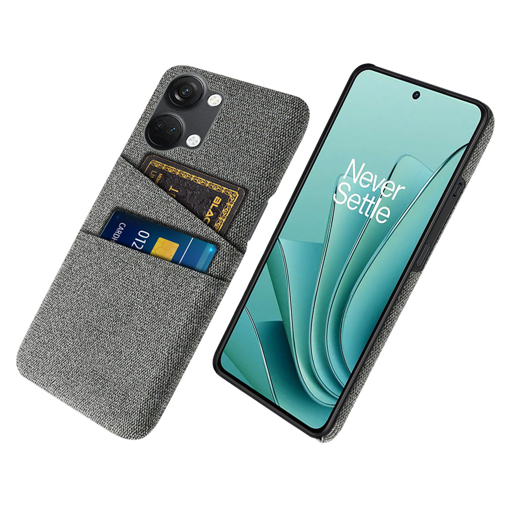 2 Card Slots Phone Cover for OnePlus Nord 3 5G / Ace 2V , Hard PC + Cloth Phone Case