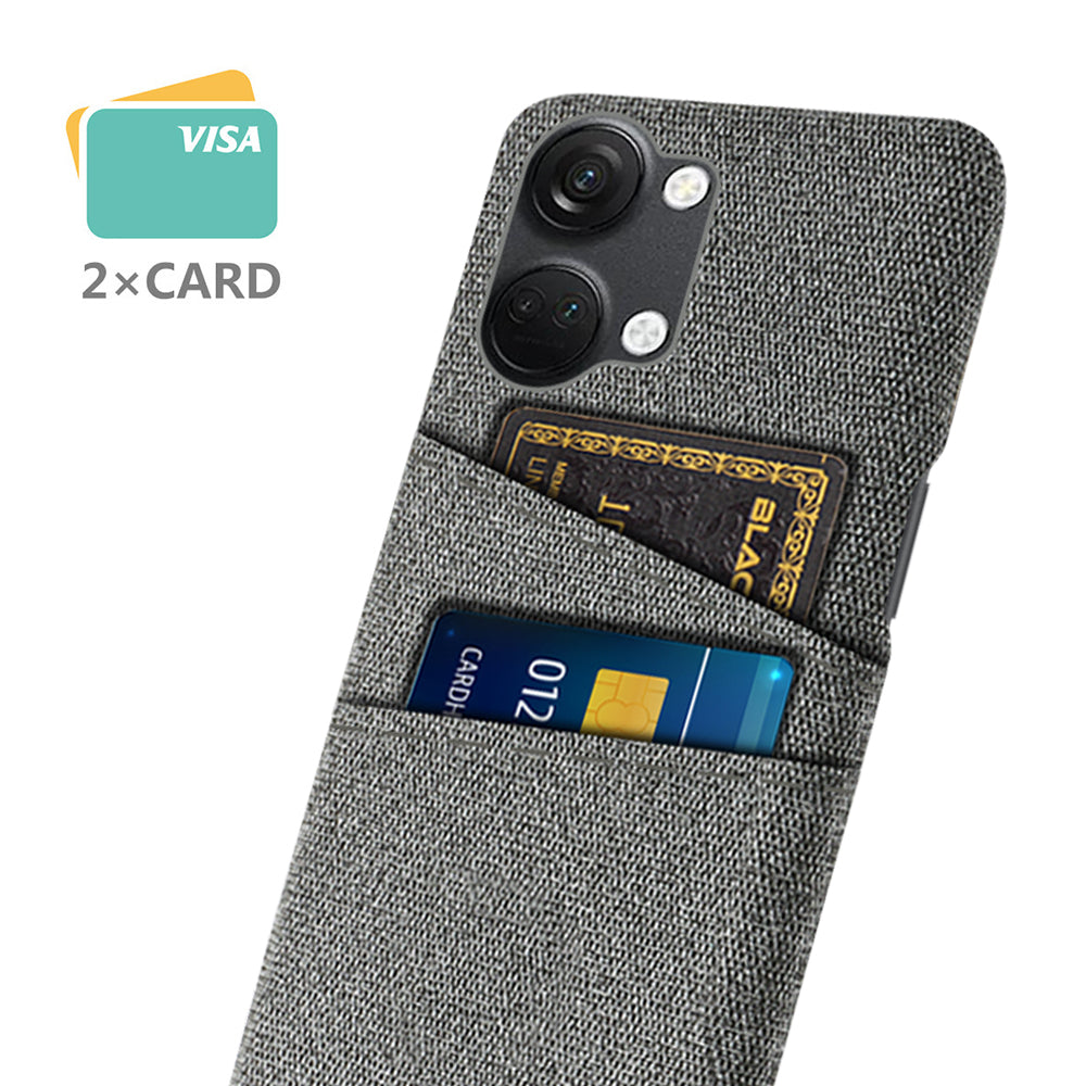 2 Card Slots Phone Cover for OnePlus Nord 3 5G / Ace 2V , Hard PC + Cloth Phone Case