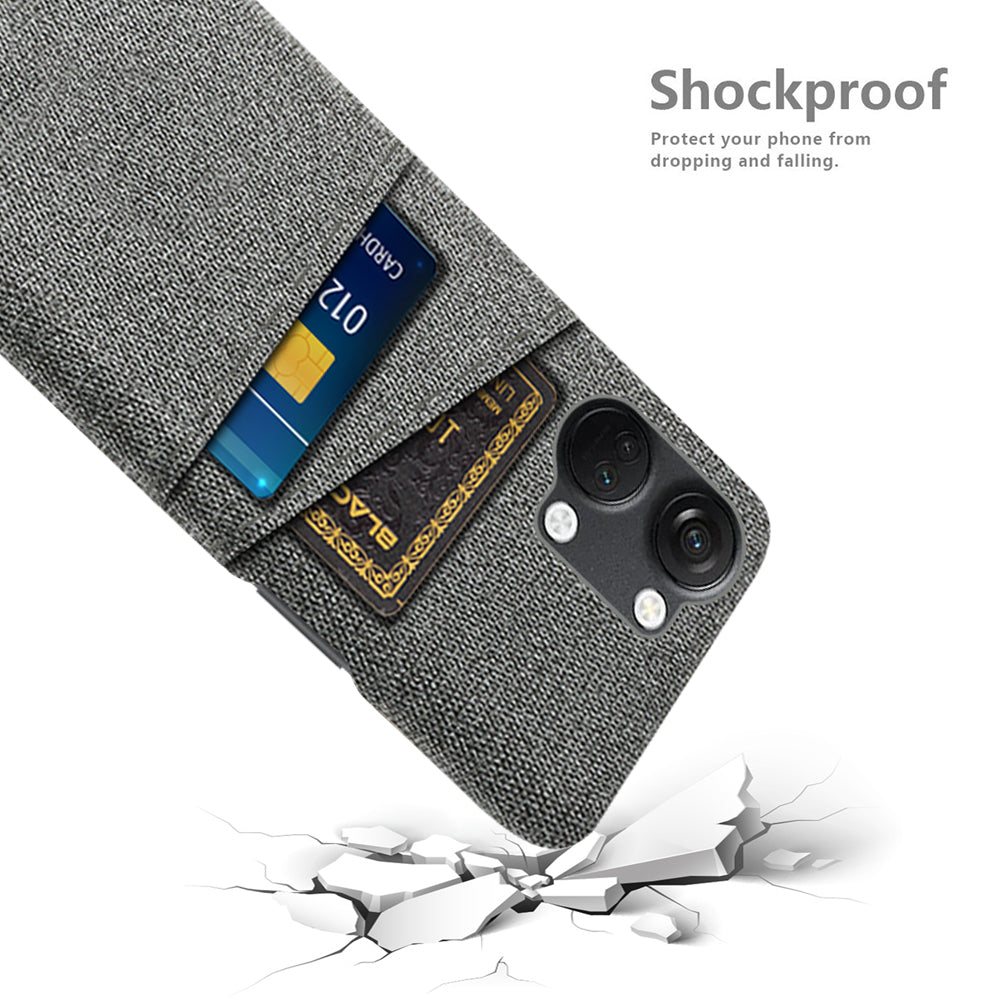 2 Card Slots Phone Cover for OnePlus Nord 3 5G / Ace 2V , Hard PC + Cloth Phone Case