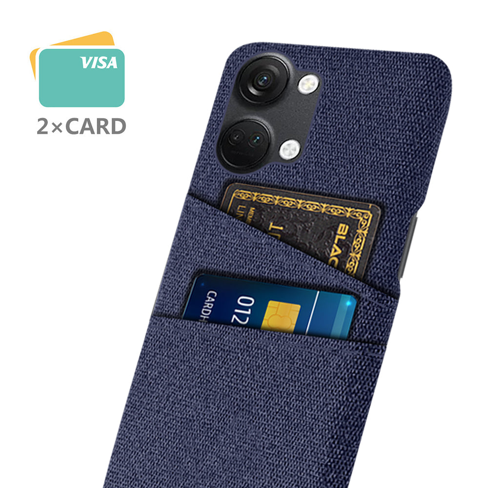 2 Card Slots Phone Cover for OnePlus Nord 3 5G / Ace 2V , Hard PC + Cloth Phone Case