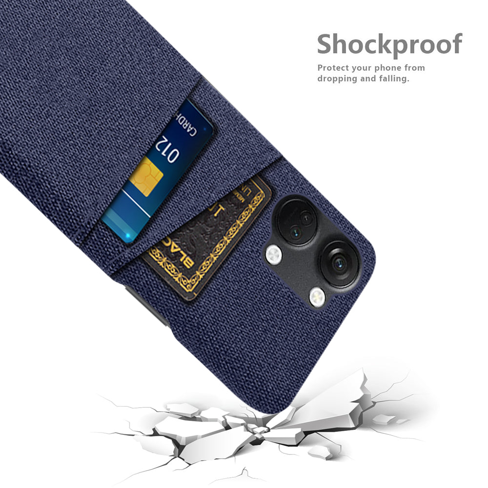 2 Card Slots Phone Cover for OnePlus Nord 3 5G / Ace 2V , Hard PC + Cloth Phone Case