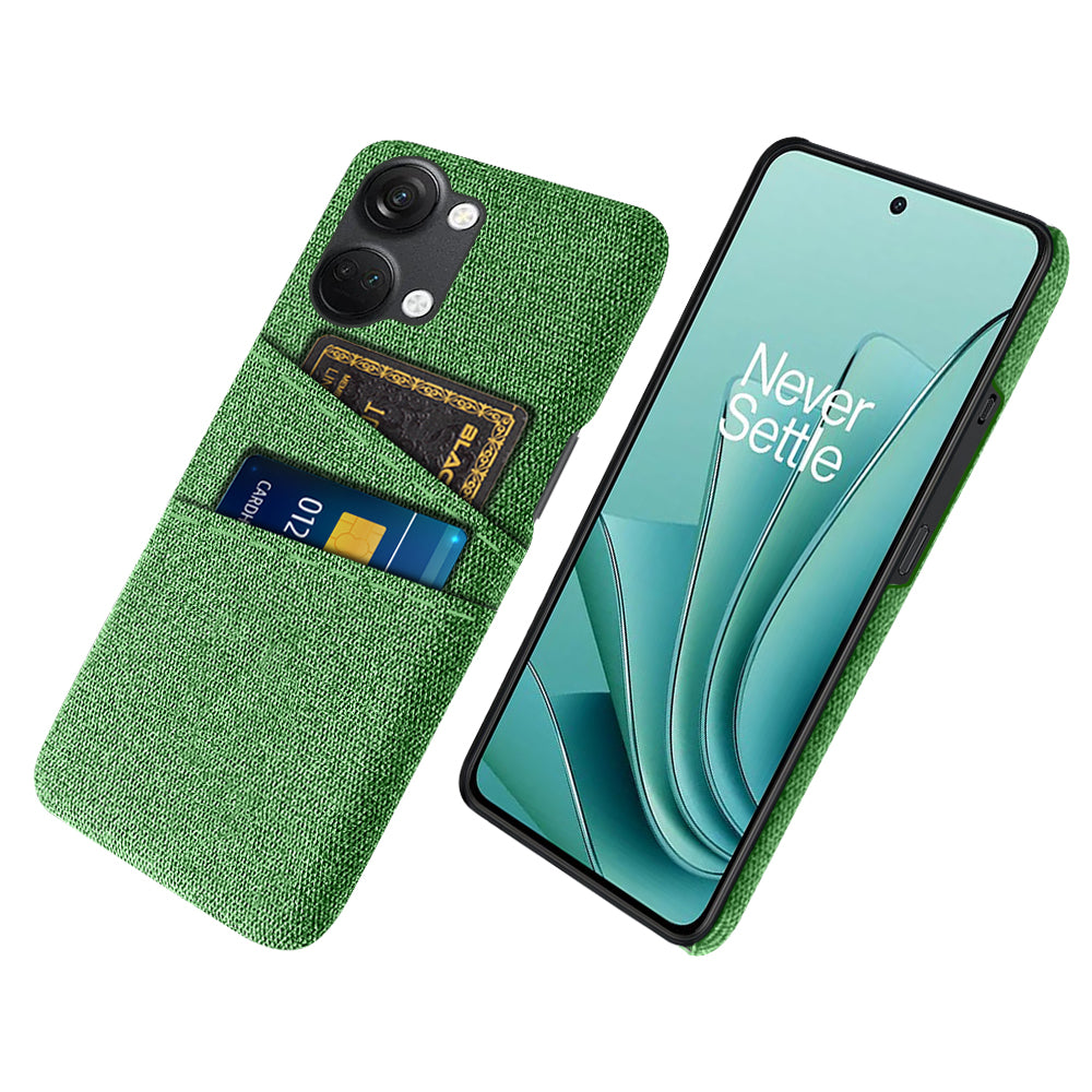 2 Card Slots Phone Cover for OnePlus Nord 3 5G / Ace 2V , Hard PC + Cloth Phone Case