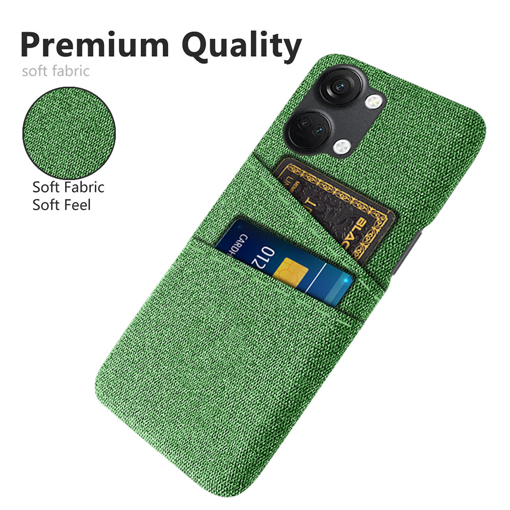 2 Card Slots Phone Cover for OnePlus Nord 3 5G / Ace 2V , Hard PC + Cloth Phone Case