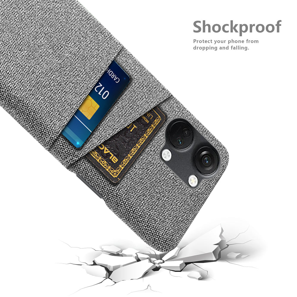 2 Card Slots Phone Cover for OnePlus Nord 3 5G / Ace 2V , Hard PC + Cloth Phone Case