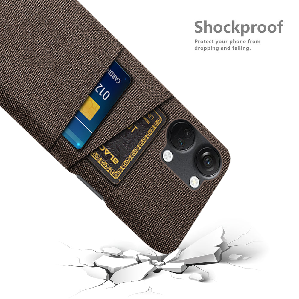 2 Card Slots Phone Cover for OnePlus Nord 3 5G / Ace 2V , Hard PC + Cloth Phone Case