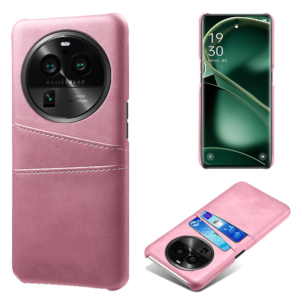 Phone Case for Oppo Find X6 Pro Back Shell, Dual Card Slots PU Leather Coated PC Cover