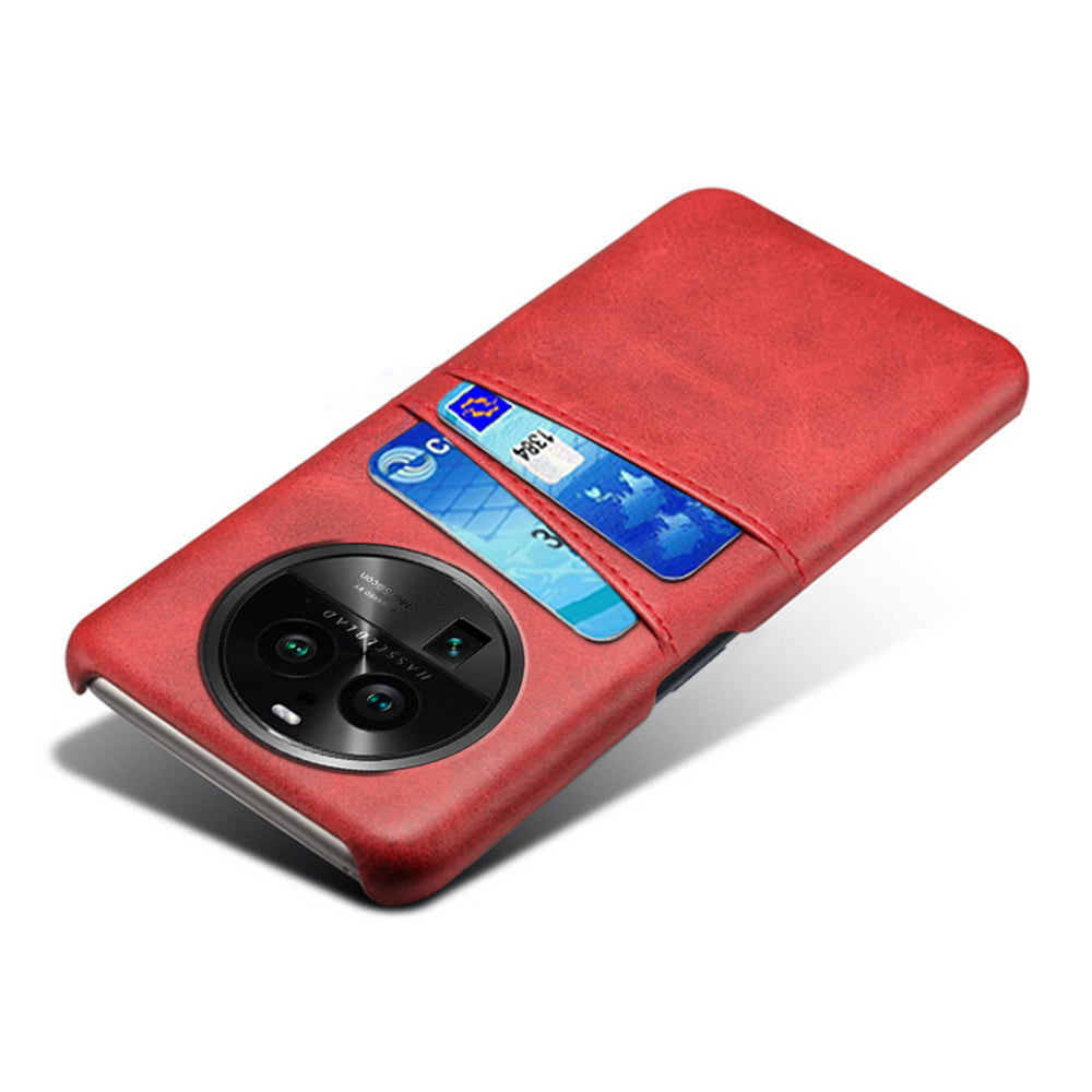 Phone Case for Oppo Find X6 Pro Back Shell, Dual Card Slots PU Leather Coated PC Cover