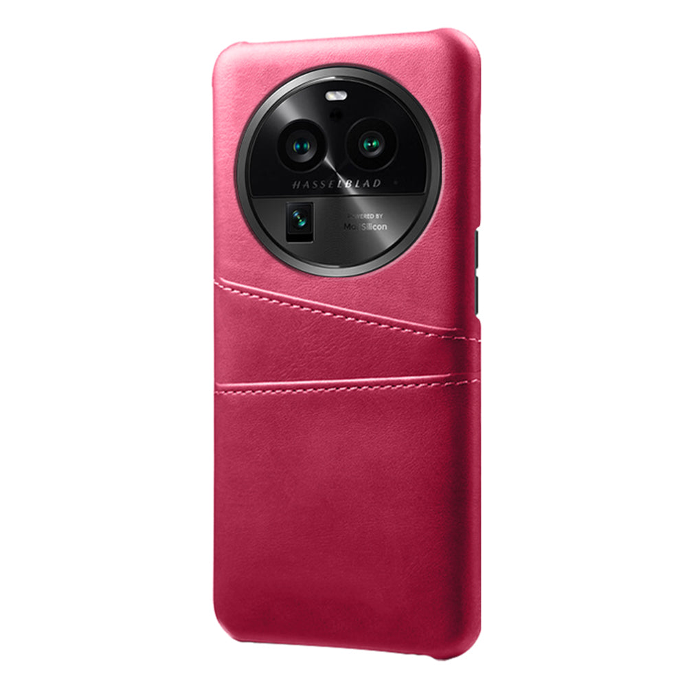 Phone Case for Oppo Find X6 Pro Back Shell, Dual Card Slots PU Leather Coated PC Cover