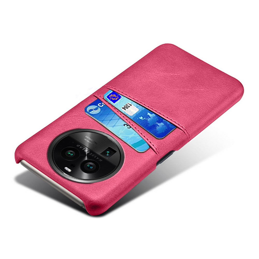 Phone Case for Oppo Find X6 Pro Back Shell, Dual Card Slots PU Leather Coated PC Cover
