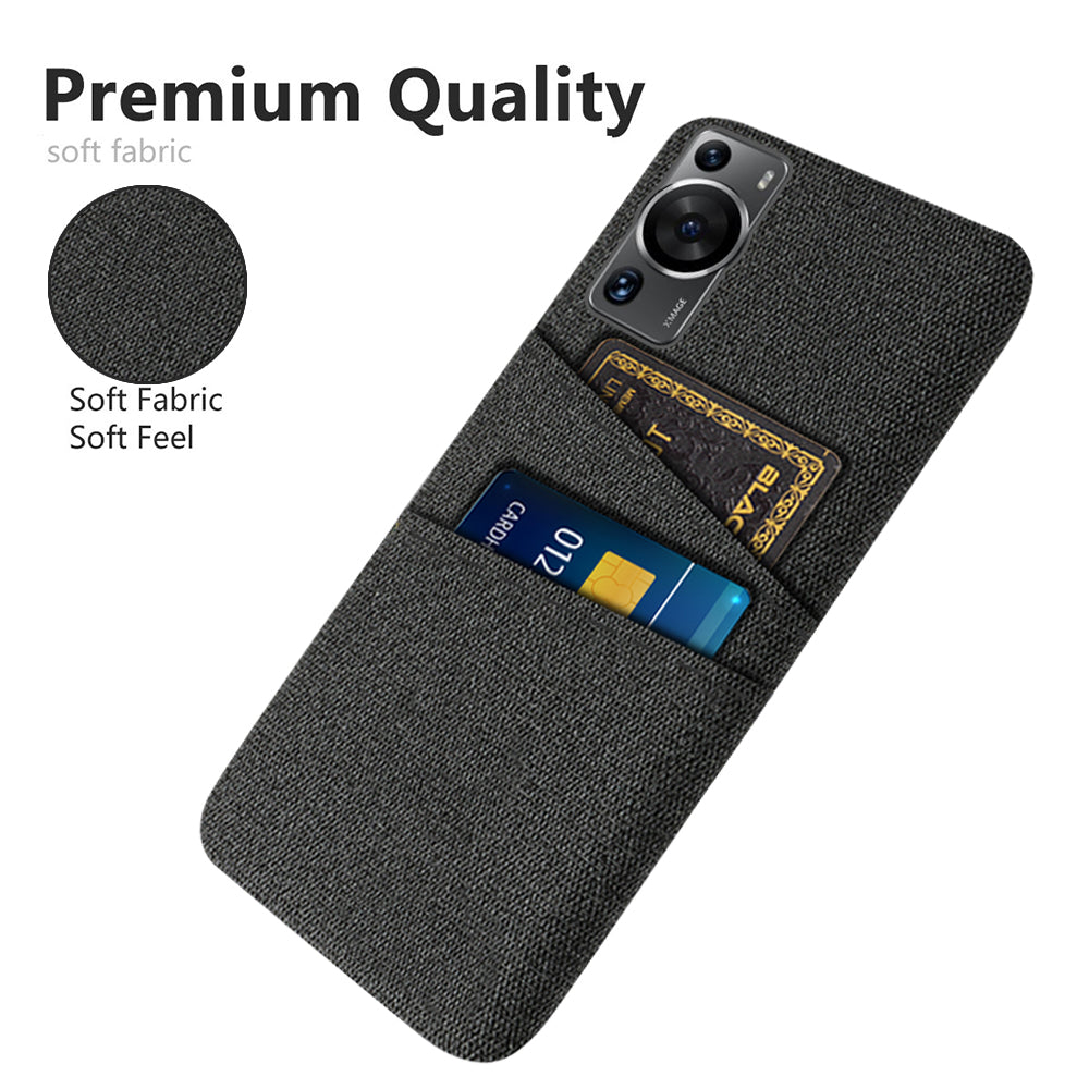 For Huawei P60 / P60 Pro Dual Card Slots Phone Case Hard PC + Cloth Phone Cover