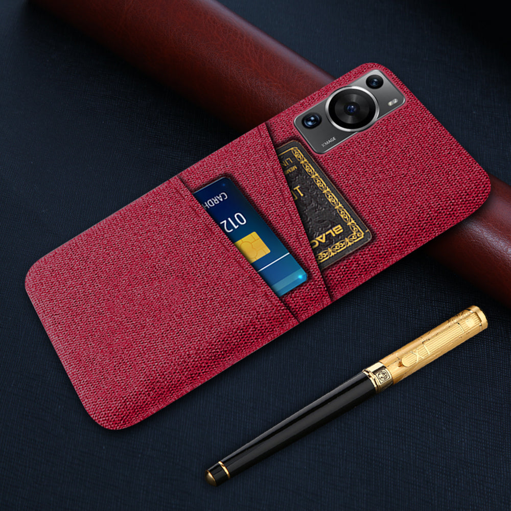 For Huawei P60 / P60 Pro Dual Card Slots Phone Case Hard PC + Cloth Phone Cover