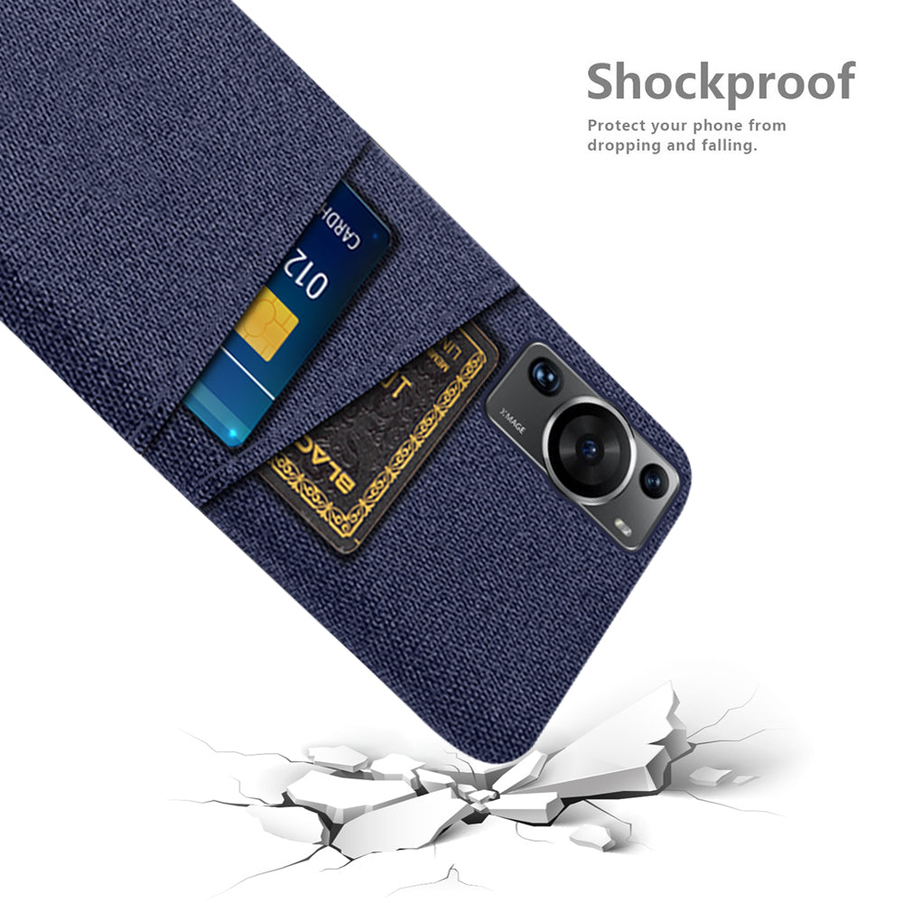For Huawei P60 / P60 Pro Dual Card Slots Phone Case Hard PC + Cloth Phone Cover
