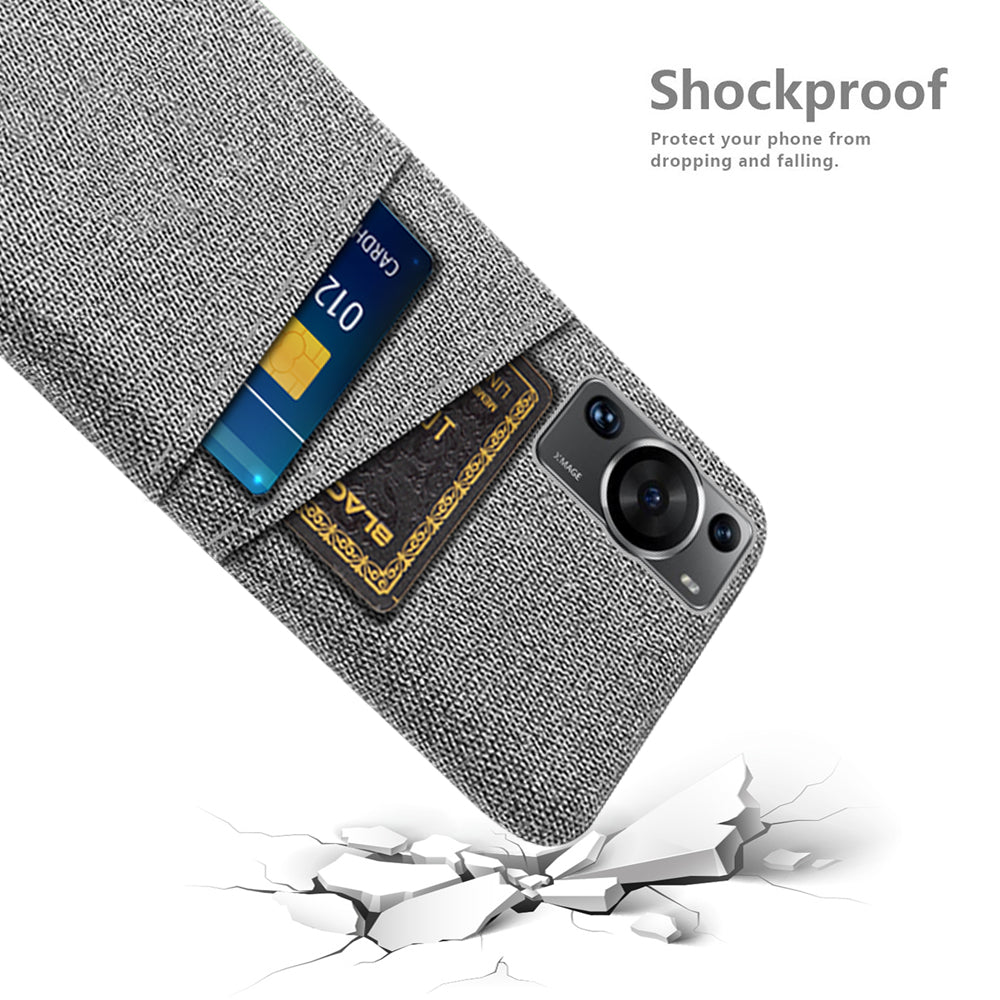 For Huawei P60 / P60 Pro Dual Card Slots Phone Case Hard PC + Cloth Phone Cover