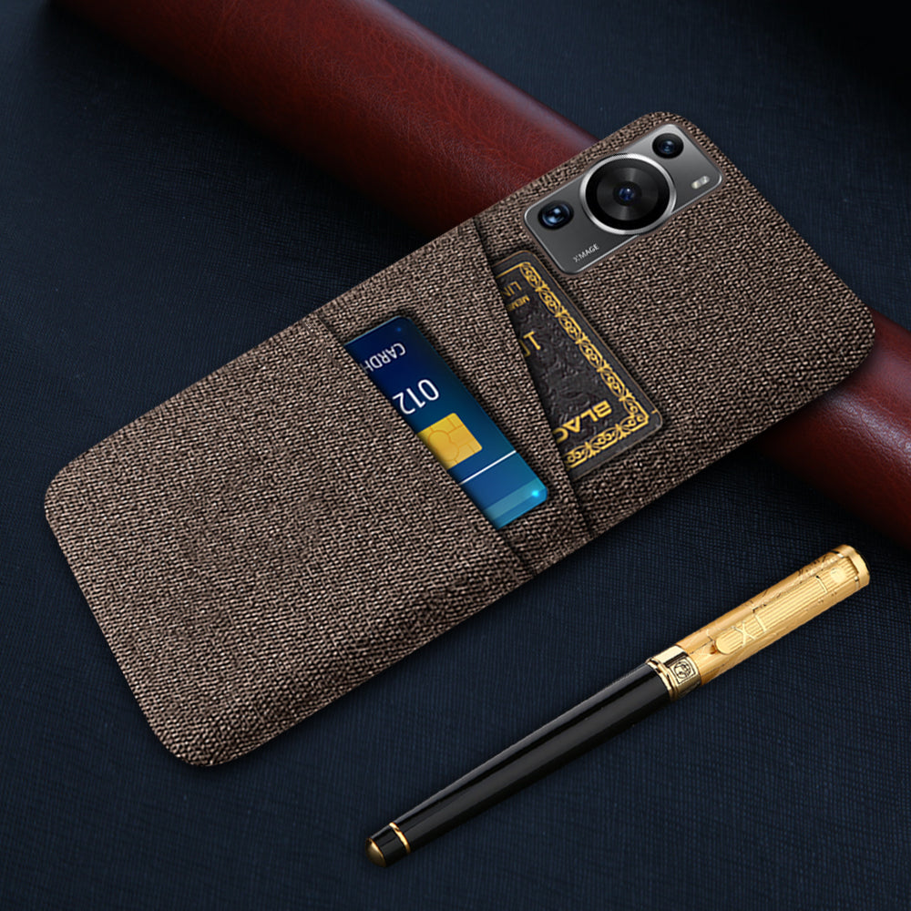 For Huawei P60 / P60 Pro Dual Card Slots Phone Case Hard PC + Cloth Phone Cover