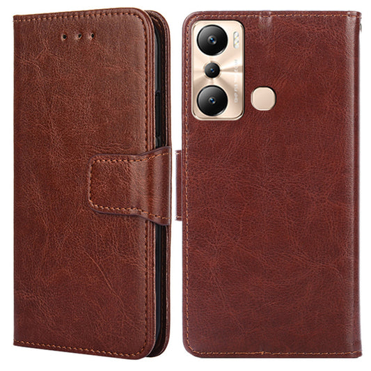 Leather Flip Cover for Infinix Hot 20i 4G Protective Phone Shell Anti-Drop Wallet Phone Case with Stand