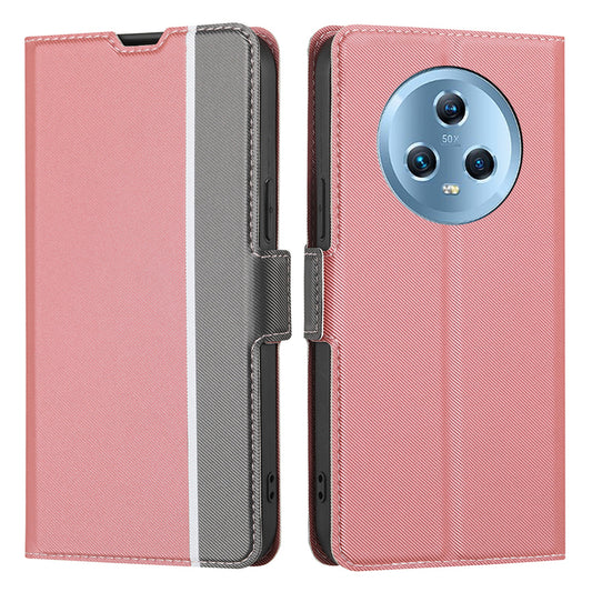 For Honor Magic5 Smartphone Cover Twill Texture Magnetic Closure Stand PU Leather Phone Case