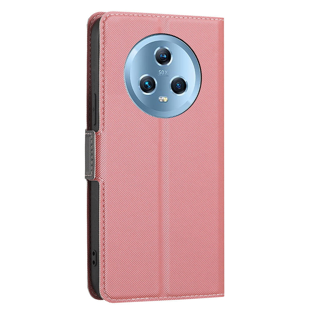 For Honor Magic5 Smartphone Cover Twill Texture Magnetic Closure Stand PU Leather Phone Case
